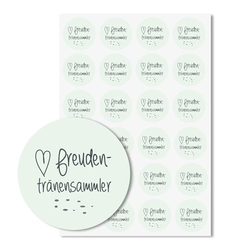 easydruck24de 24 Aufkleber Freudentränen-Sammler I dv_132_Mint I Ø 4 cm I Set Freudentränen-Sticker Hochzeits-Sticker I Taschentuch Tränen Hochzeit Dekoration von easydruck24de