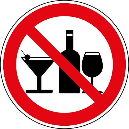 easydruck24de Aufkleber Alkoholische Getränke verboten I Ø 9,5cm I hin091 I Hinweisaufkleber Warnhinweis Alkohol-Verbot von easydruck24de