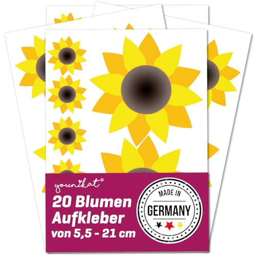 Aufkleber-Set Sonnenblumen I kfz210 I Bogen DIN A4 I 20 Blümchen Sticker groß und klein wetterfest I Auto-Aufkleber Fahrrad-Aufkleber Roller Aufkleber-Set Sonnenblumen I kfz210 I Bogen DIN A4 I 20 Blümchen Sticker groß und klein wetterfest I Auto-Aufkleber Fahrrad-Aufkleber Roller von easydruck24de