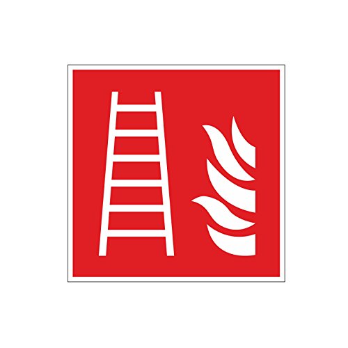 easydruck24de Brandschutzaufkleber F003: Feuerleiter I 10x10cm I DIN EN ISO 7010 I Hinweis Achtung Warnhinweis Brandschutz I hin159 von easydruck24de