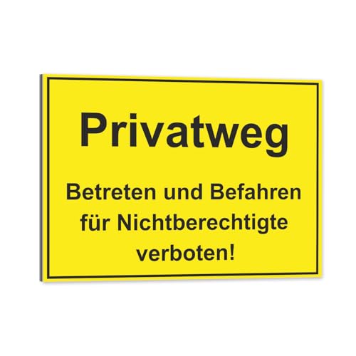 easydruck24de Hinweis-Schild Privatweg! Betreten und Befahren für Nichtberechtigte verboten! I Größe 40 x 30 cm I Warnung Vorsicht Privat gelb schwarz I hin409 von easydruck24de