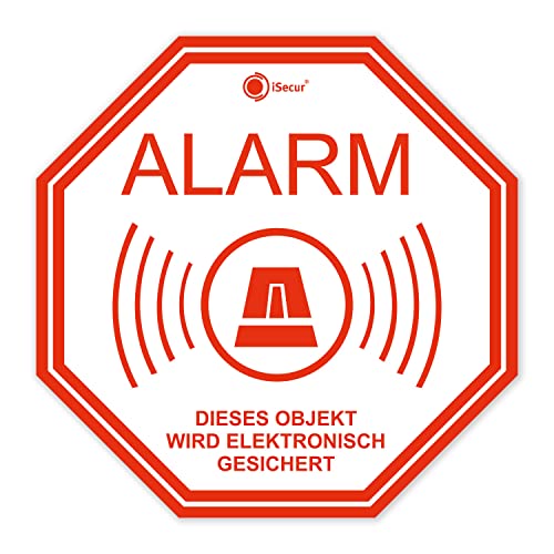 6er Set Alarm-Aufkleber I hin218 I 5 x 5 cm I Achtung Objekt wird elektronisch gesichert I für Fenster-Scheibe, Tür I außenklebend wetterfest von easydruck24de