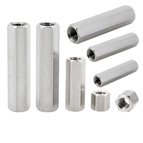 200 Stück Langstangenmuttern, Gewindestangen-Sechskantkupplungsmuttern M2 M4 M5 M6, Langmuttern Sechskantkupplungsmuttern for Maschinen(10MM*M2) von easyhaha