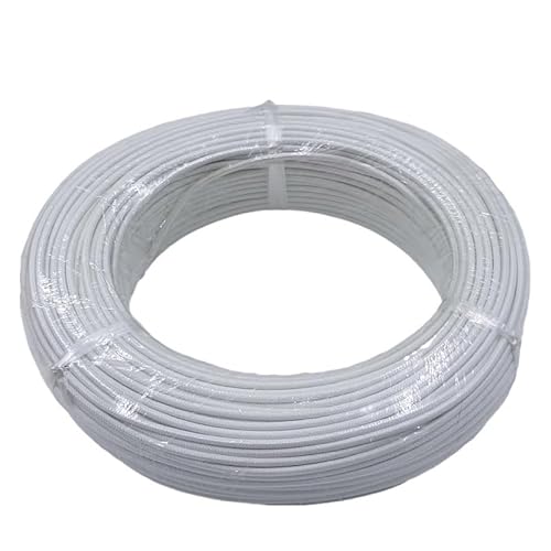 Hochtemperaturbeständiger Silikondraht 300 °C weiches Kupferkabel Leitung Heizelemente für warme Böden aus Glasfaser geflochten (WHITE, 10M*6MM2) von easyhaha
