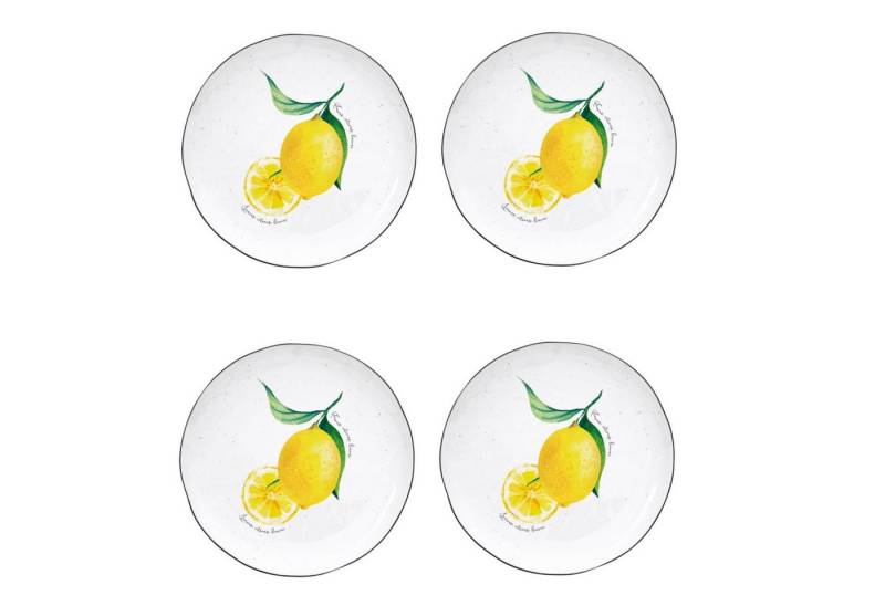 EasyLife Frühstücksteller Amalfi, Spülmaschinengeeignet, Weiß, Motiv: Zitronen von EasyLife