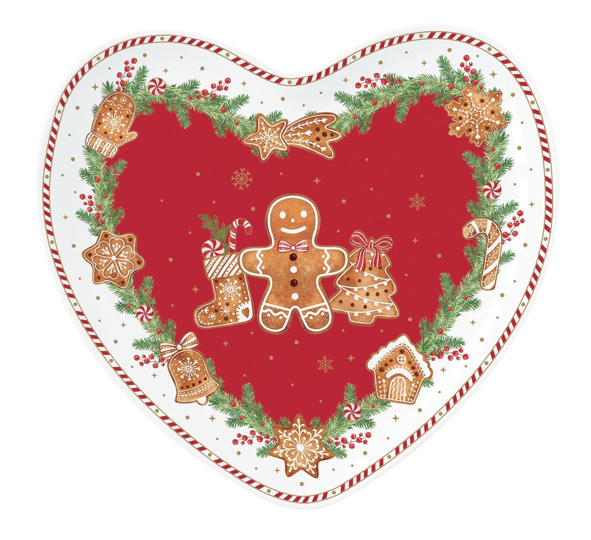 EasyLife Servierplatte Fancy Gingerbread, Porzellan, Mehrfarbig L:19cm B:20cm Porzellan von EasyLife