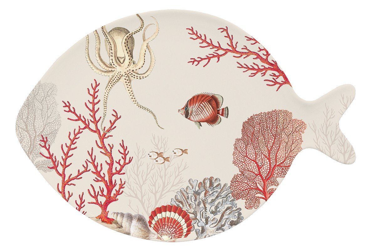 EasyLife Servierplatte Reef, Porzellan, Weiß L:31cm B:21.5cm Porzellan von EasyLife