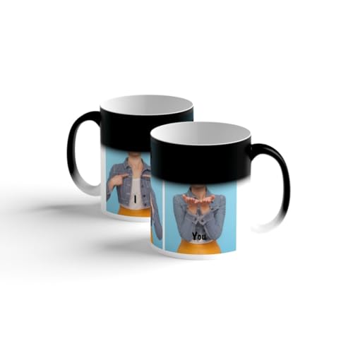 Magic Mug mit Fotos + Text personalisieren | 3 Bilder | Liebe | Jahrestag | Motivtasse | Tasse bedrucken | Fototasse | Zaubertasse | Liebe | Farbwechsel von easyprint