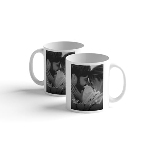 Personalisierte Tasse | mit Fotos + Text | weiß | I love you # 1 | Hochzeitstag | Verlobung | Jahrestag | Motivtasse | Tasse bedrucken | Fototasse mit Spruch | Geschenk | Liebe | Love von easyprint