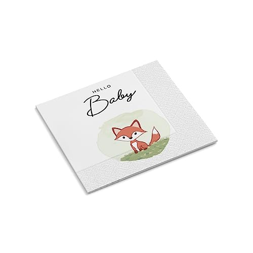 Servietten mit Wunschtext personalisieren | Hello Baby | Kleiner Fuchs | 330 x 330 mm | Feier | Geburt | Tischdeko | Einschulung | Papierservietten | Menge wählbar (60 Stück) von easyprint