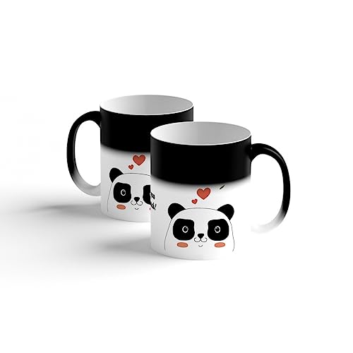 Tasse mit Name personalisiert | Magic Mug | Panda Bär | We love you | Zaubertasse | Farbwechsel | 300 ml | Kindertasse | Lieblingstasse | Geschenk | Vorname von easyprint