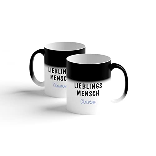 Tasse personalisiert mit Name | Lieblingsmensch | mit Herz | Zaubertasse | Farbwechsel | 300 ml | Lieblingstasse | Geschenk | Kaffee | Liebe (Blau) von easyprint