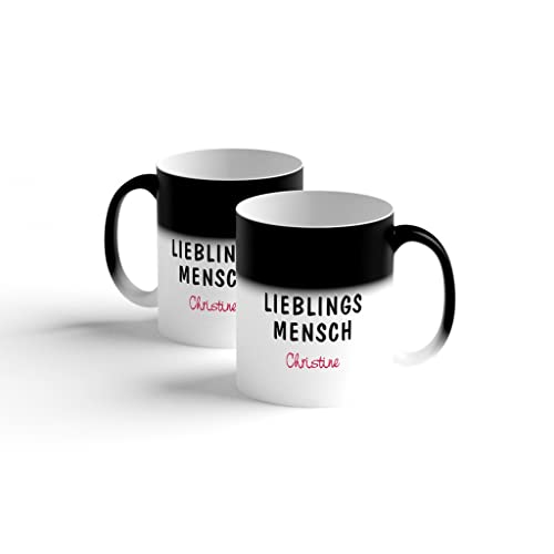 Tasse personalisiert mit Name | Lieblingsmensch | mit Herz | Zaubertasse | Farbwechsel | 300 ml | Lieblingstasse | Geschenk | Kaffee | Liebe (Rot) von easyprint