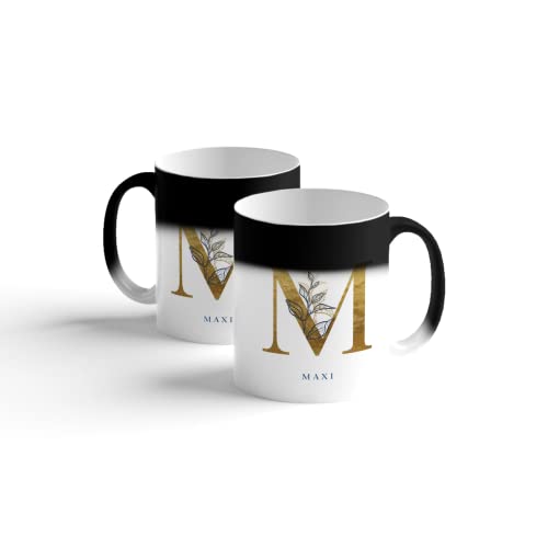 Tasse personalisiert mit deinem Name | Design Monogramm | Zaubertasse | Farbwechsel | 300 ml | Magic | Anfangsbuchstabe | Lieblingstasse | Geburtstag | Geschenk | Vorname (Buchstabe M) von easyprint