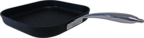 eaziglide Neverstick 3 Quadratische Grillpfanne aus Aluminium und Edelstahl in der Farbe Schwarz, Durchmesser: 28cm, IM1048 von eaziglide