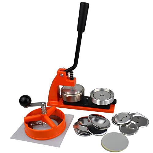 Buttonmaschine 58mm Pins | Button Maker mit 500 Buttons aus Metall | Buttons Selber Machen | Button Maschine Set mit Kreisschneider | Austauschbar mit 25mm + 38mm + 45mm + 77mm | Buttons Anstecker von ebadges