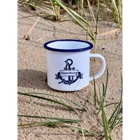 Ebbe Und Flut Emaille Tasse Anker Hamburg - Maritimer Becher Geschenk Motiv Bedruckte von ebbeundflut