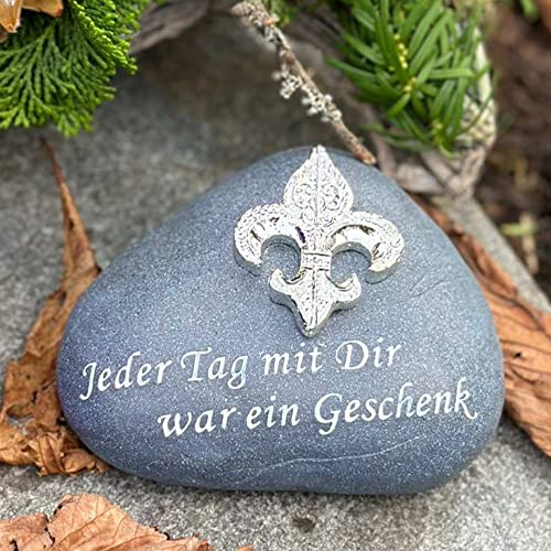 eberin · Grabstein Friedhof Gedenkstein mit Motiv Lilie und Spruch Jeder Tag mit Dir war EIN Geschenk Anthrazit [NEU] von eberin