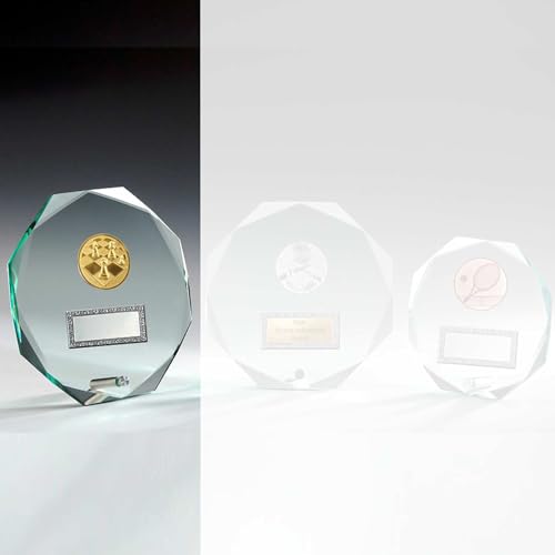 eberin · Jade-Glas 8-Eck mit Stift 12mm · Glaspokal mit Gravur · Pokale aus Glas · Ehrenpreis zum Jubiläum // Vereinsfest · Glastrophäe inkl. blauer Geschenkbox · (200mm x 200mm) von eberin