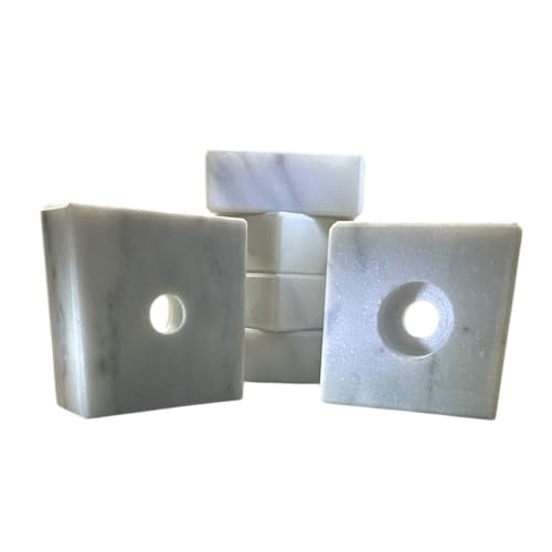 eberin · Quadratischer Marmorblock mit Loch – Bastelstein aus echtem Marmor – 5,5 x 5,5 x 2 cm – Schwarz oder Weiß (Weiß) von eberin