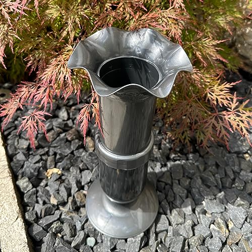 eberin · Friedhof Grabvase · Grabblumenvase · Steckvase fürs Grab · Blumen- oder Gesteckvase · höhenverstellbar 27-37cm · Anthrazit mit Metallic-Optik · von eberin