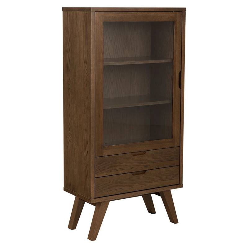 ebuy24 A-Line Vitrinenschrank 1 Tür 2 Schubladen 2 Regale Grau von ebuy24