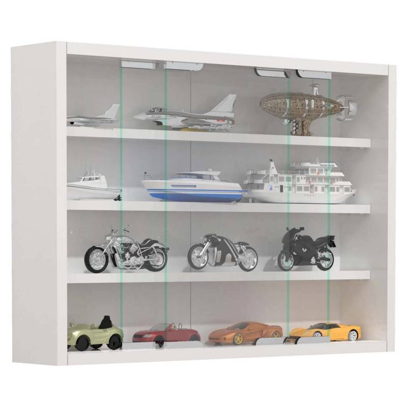 ebuy24 AgisaM Glasvitrinen Wandhängend 2 Schiebetüren Weiß von ebuy24