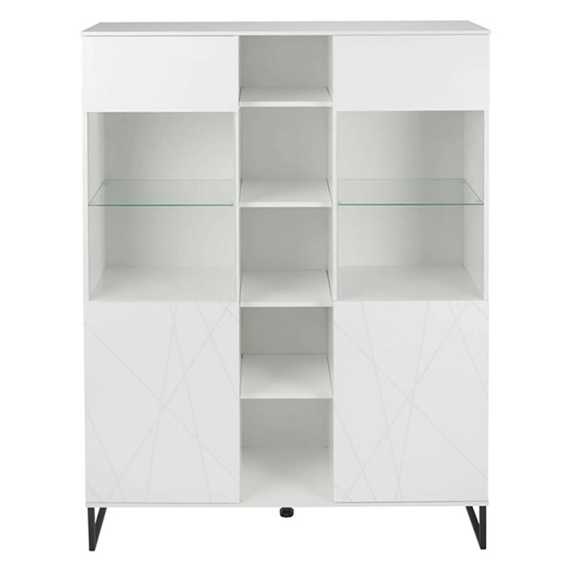 ebuy24 Akai Vitrinenschrank 2 Türen Weiß Hochglanz von ebuy24