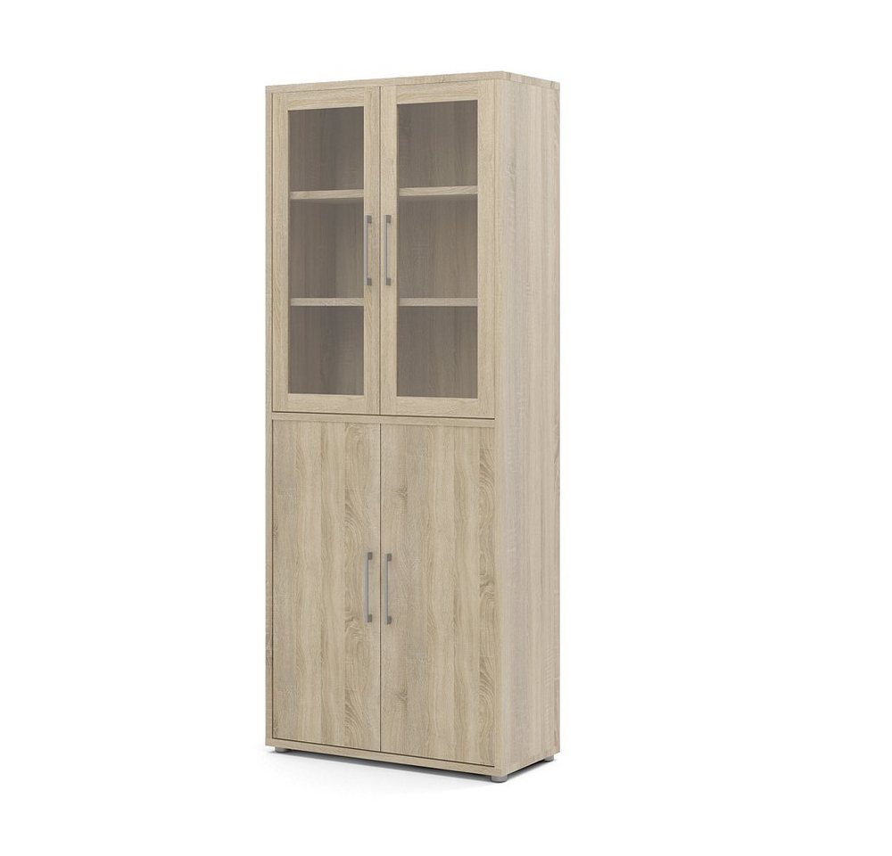 ebuy24 Aktenregal Prisme Büroschrank mit 2 Glastüren und 2 Holztüren von ebuy24