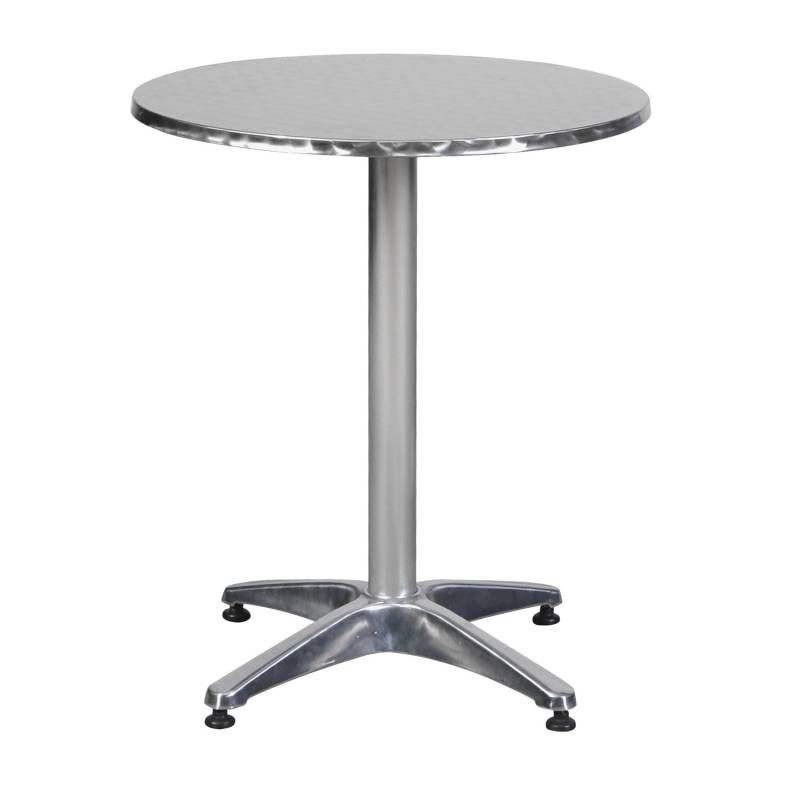 ebuy24 Akur Bistro und Balkonmöbel Cafetisch Ø60 cm Höhenverstellbar Aluminium Look von ebuy24