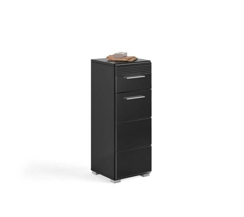 ebuy24 Badezimmerspiegelschrank Linus Badschrank 1 Tür, 1 Schublade Hochglanz schw von ebuy24