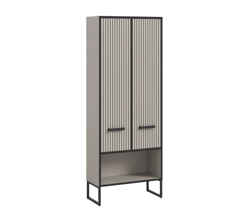 ebuy24 Badmöbel-Set Bagno Hochschrank Bad 2 Türen hellgrau, cremefarbe von ebuy24