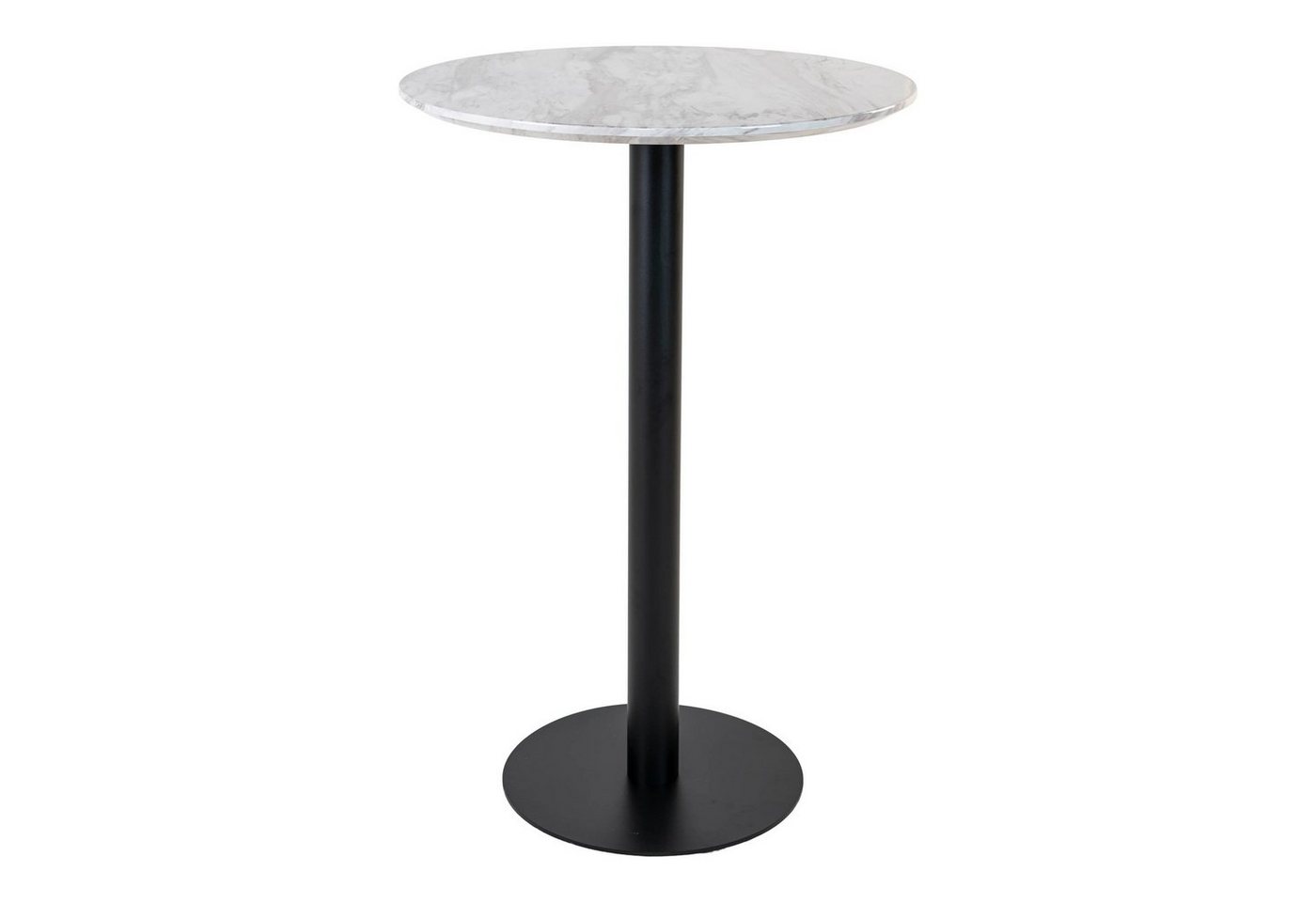 ebuy24 Barhocker Bolzano Bartisch Ø70 cm Marmoroptik, schwarze Bein von ebuy24