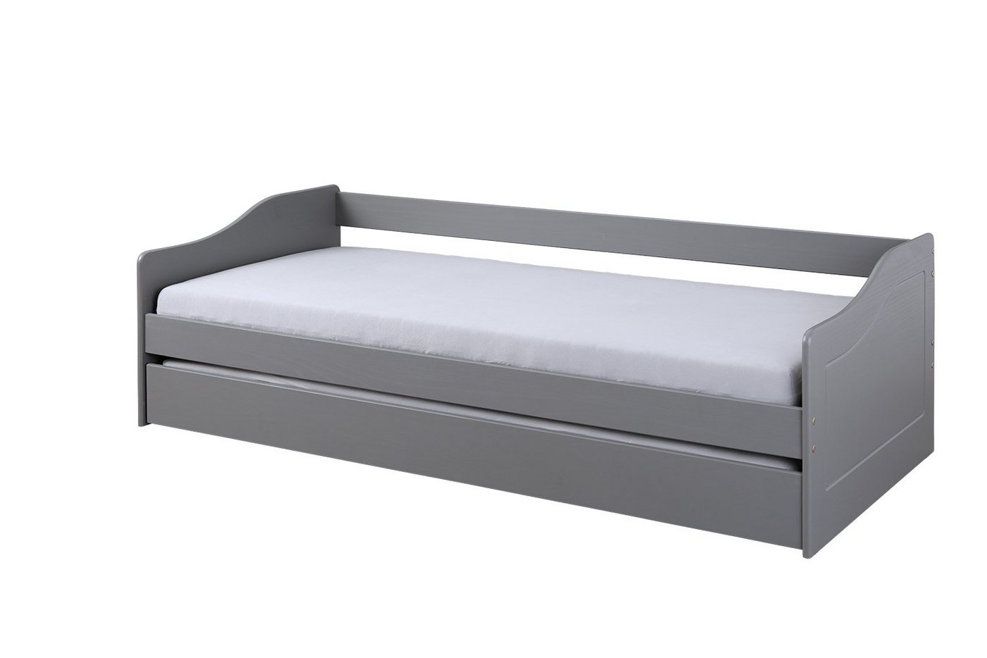 ebuy24 Bett Malsu Bett 90x200 cm mit 1 Ausziehbett, grau. (1-tlg) von ebuy24