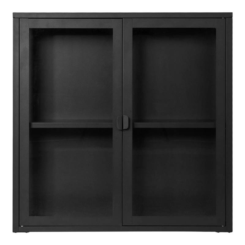 ebuy24 Brisbane Vitrinenschrank Wandhängend 2 Glas Türen Schwarz von ebuy24
