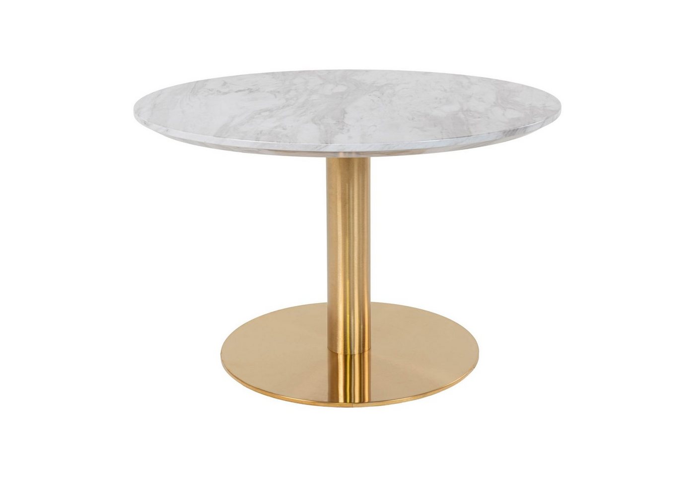ebuy24 Couchtisch Bologna Couchtisch Ø70 cm Marmoroptik, Messingbein von ebuy24