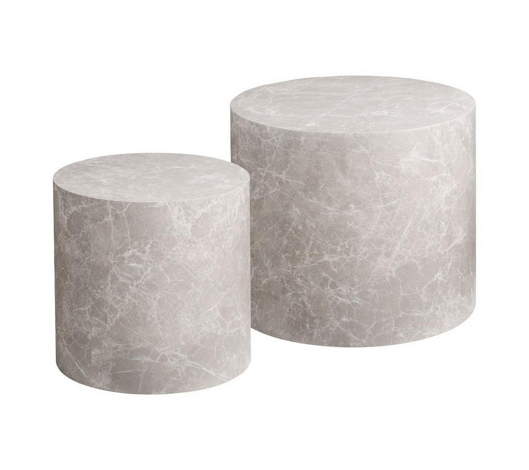 ebuy24 Couchtisch Nuuk Couchtisch Set mit 2 Marmor Dekor beige. (2-St) von ebuy24