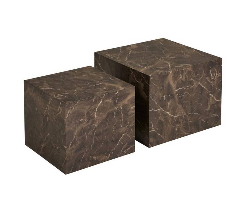 ebuy24 Couchtisch Nuuk Couchtisch Set mit 2 Marmor Dekor braun. (2-St) von ebuy24