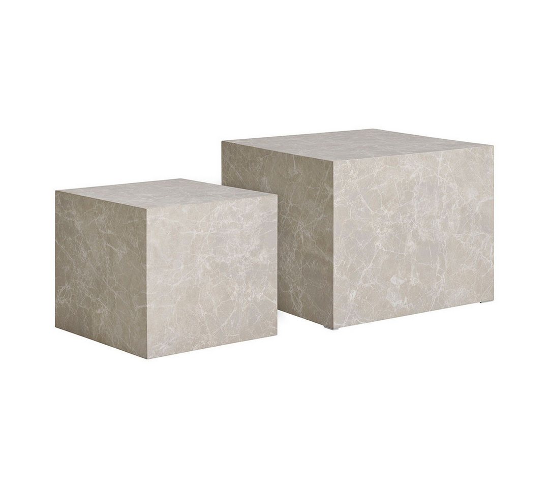 ebuy24 Couchtisch Prague Couchtisch Set von 2 Marmor Dekor. von ebuy24