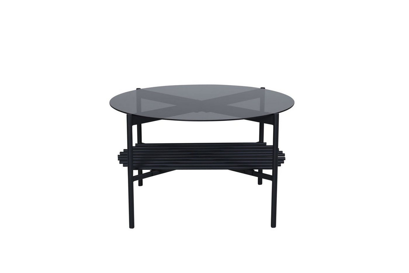 ebuy24 Couchtisch VonStaf Couchtisch mit Ablage Ø80 cm Glas schwarz. von ebuy24