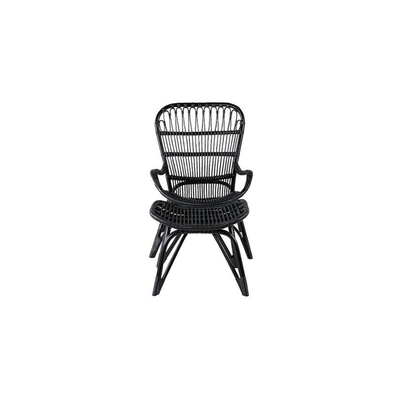 ebuy24 Ella Loungesessel mit Fußhocker Schwarz Fußbank cm H45xB53xT45 Sitzhöhe cm 40 Sitzbreite cm 45 Sitztiefe cm 47 von ebuy24