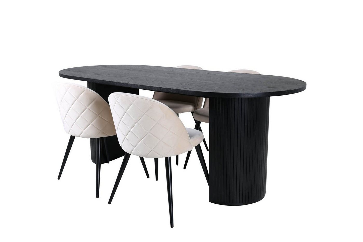 ebuy24 Essgruppe BiancaBL Essgruppe Esstisch schwarz und 4 Velvet S, (5-tlg) von ebuy24