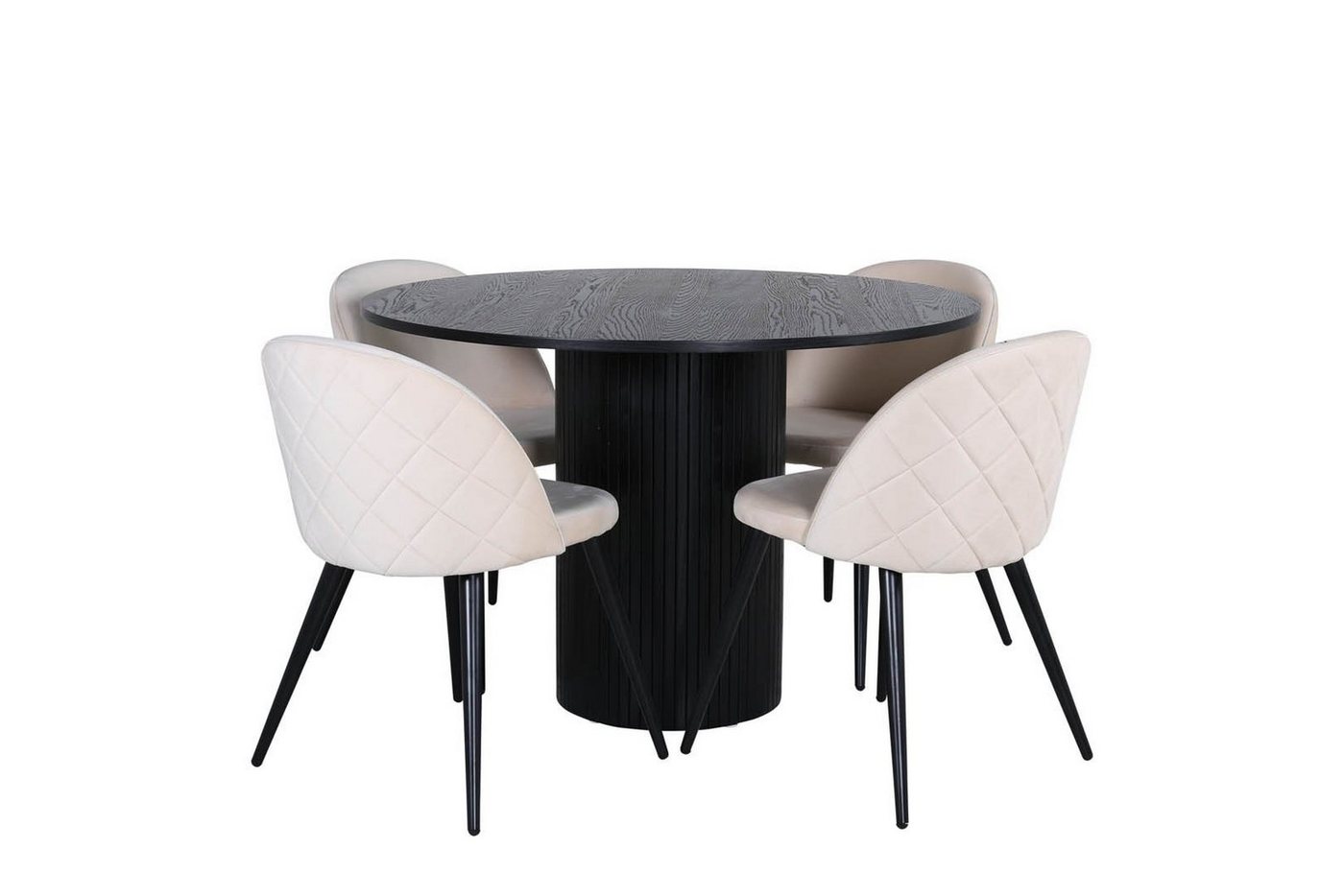 ebuy24 Essgruppe BiancaROBL Essgruppe Esstisch schwarz und 4 Velvet, (5-tlg) von ebuy24