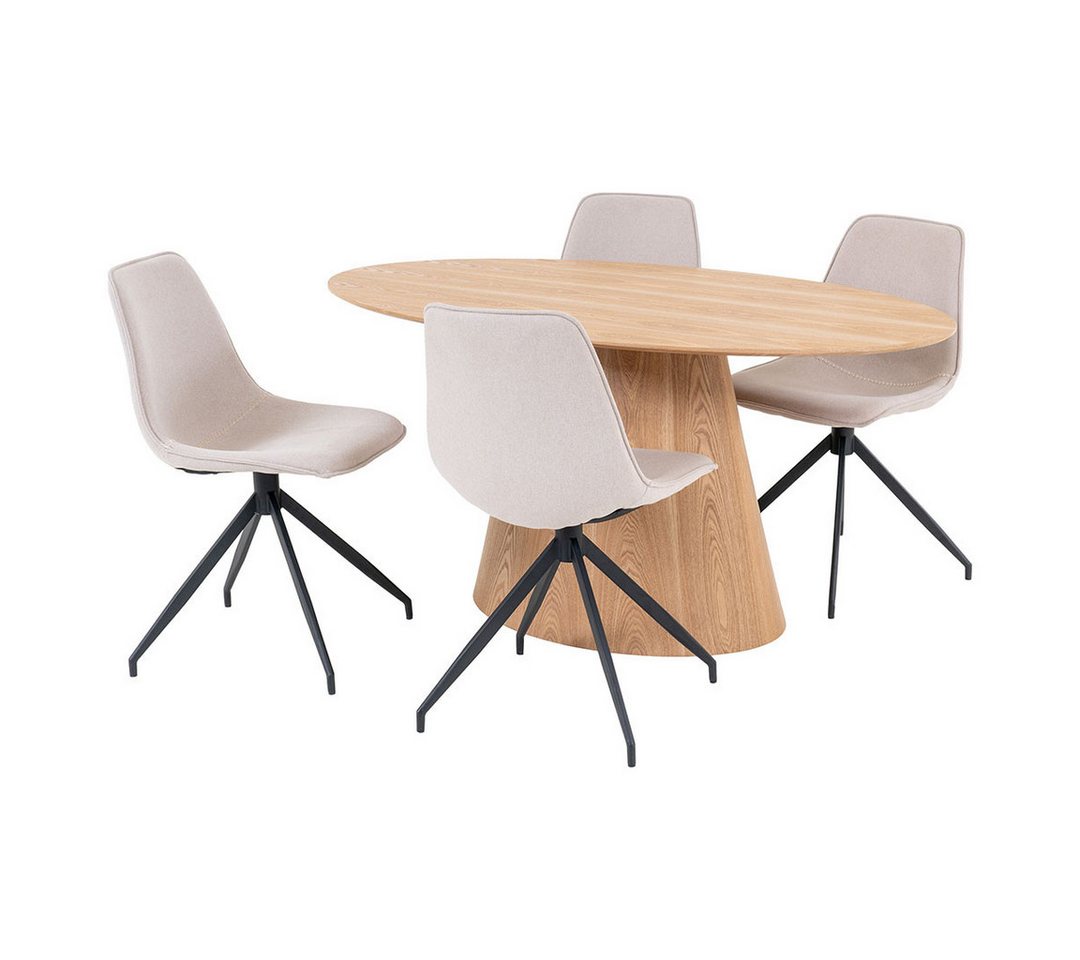 ebuy24 Essgruppe Bolton Essgruppe Esstisch 90x160cm natur und 4 Mon, (5-tlg) von ebuy24