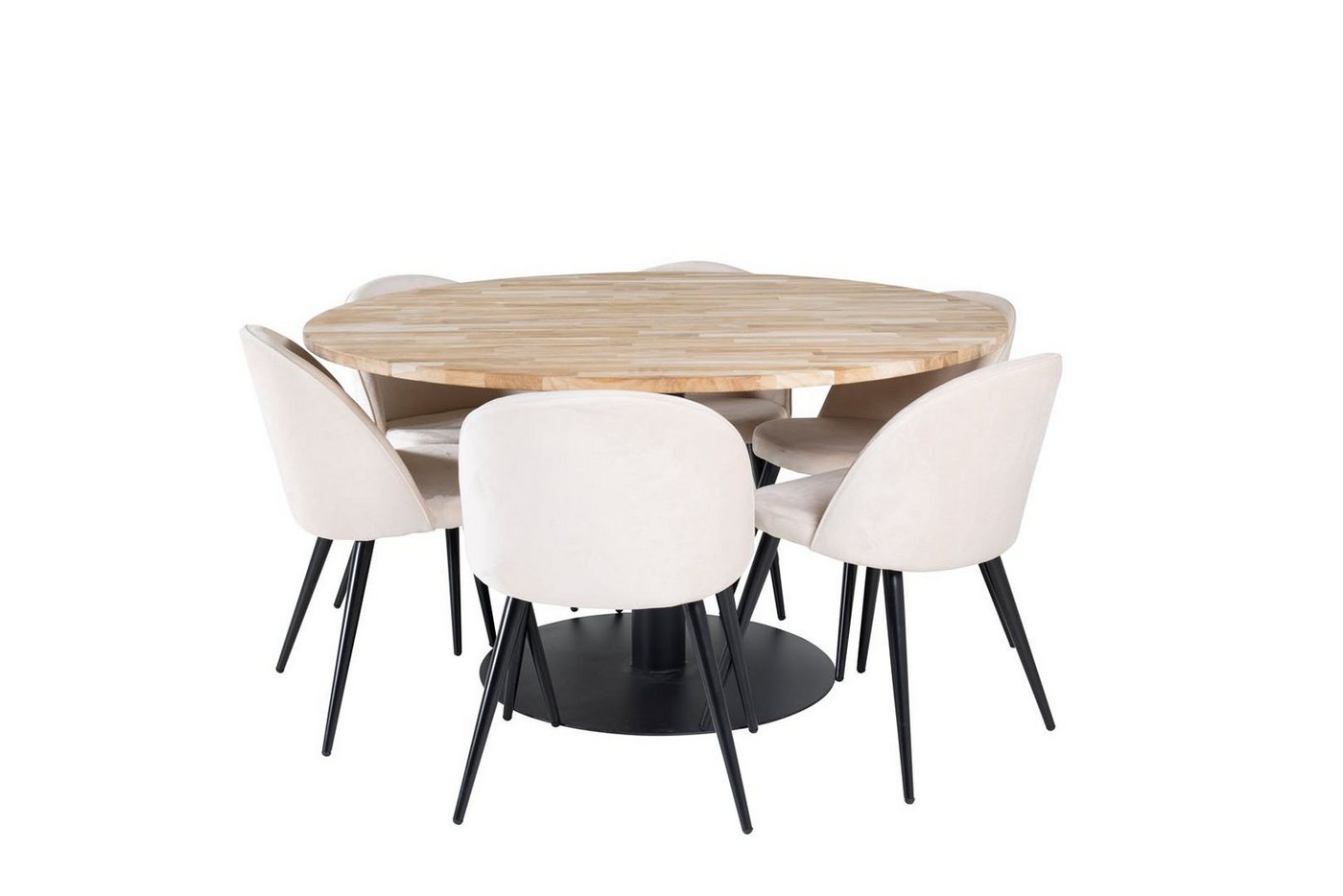 ebuy24 Essgruppe Cirebon140 Essgruppe Esstisch Teak und 6 Velvet Es, (7-tlg) von ebuy24