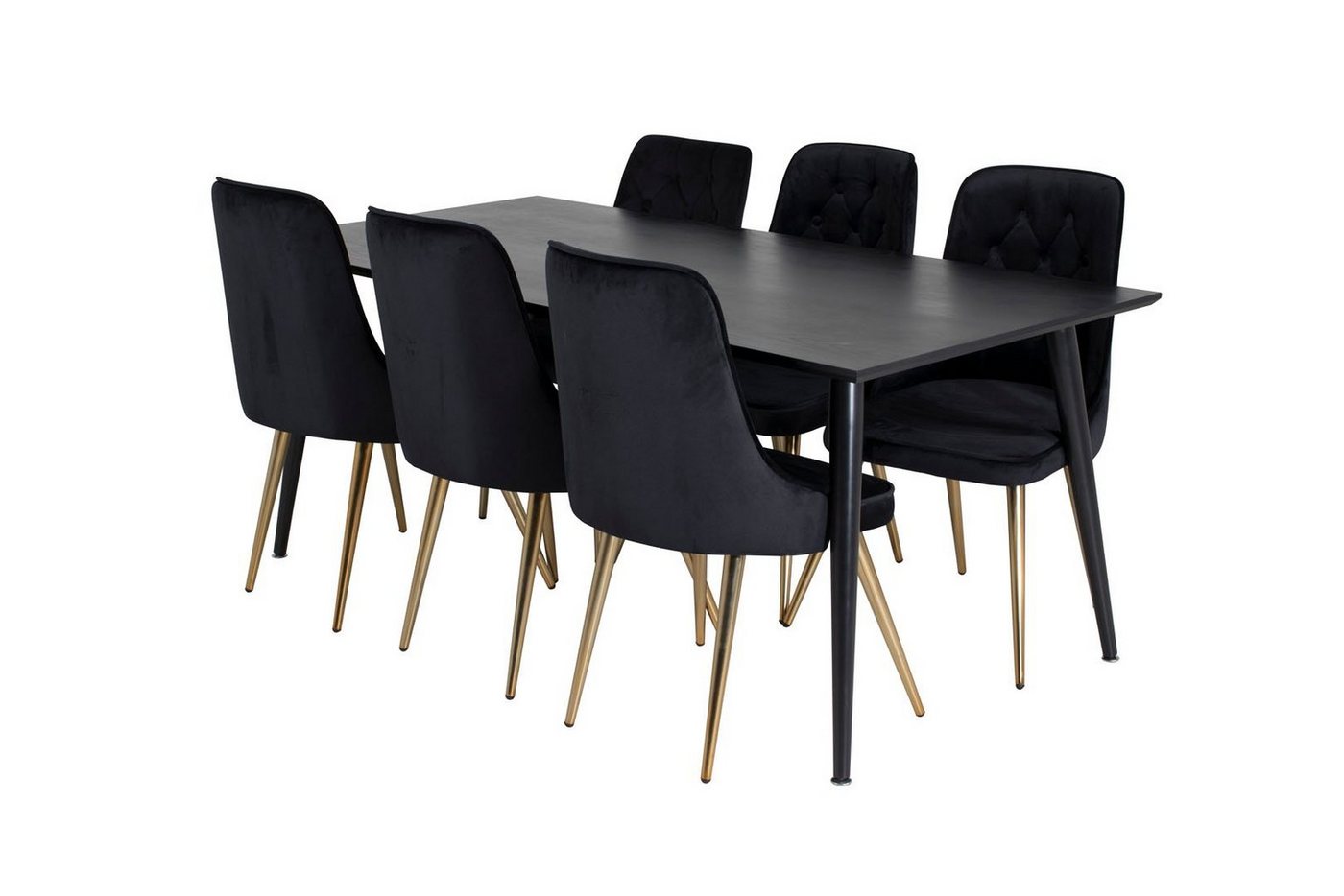 ebuy24 Essgruppe Dipp180x90BLBL Essgruppe Esstisch schwarz und 6 Ve, (7-tlg) von ebuy24