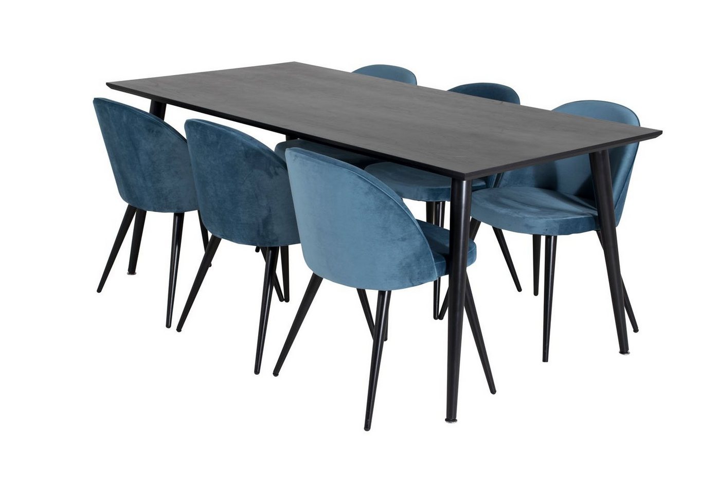 ebuy24 Essgruppe Dipp180x90BLBL Essgruppe Esstisch schwarz und 6 Ve, (7-tlg) von ebuy24