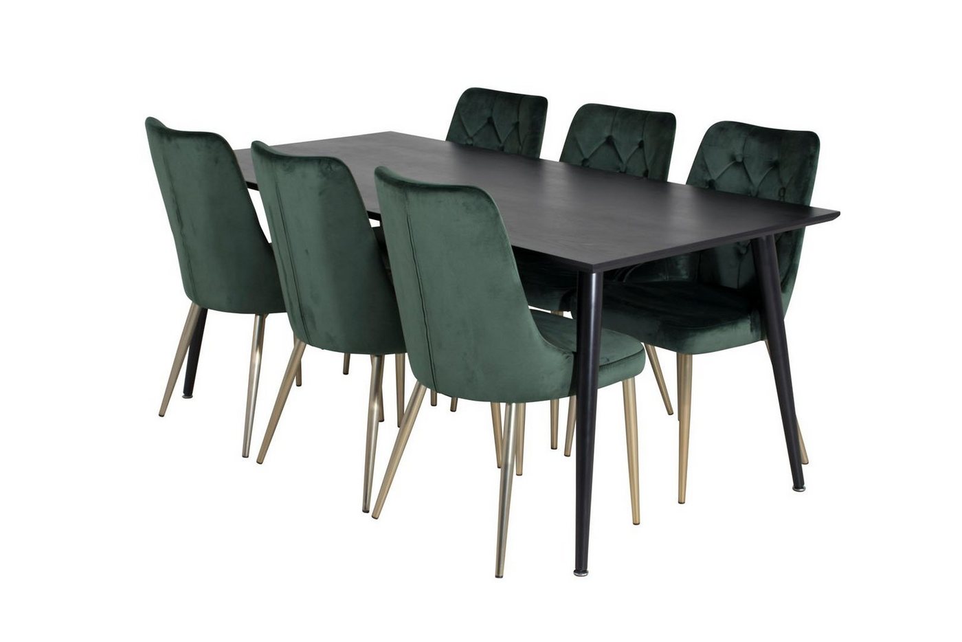 ebuy24 Essgruppe Dipp180x90BLBL Essgruppe Esstisch schwarz und 6 Ve, (7-tlg) von ebuy24