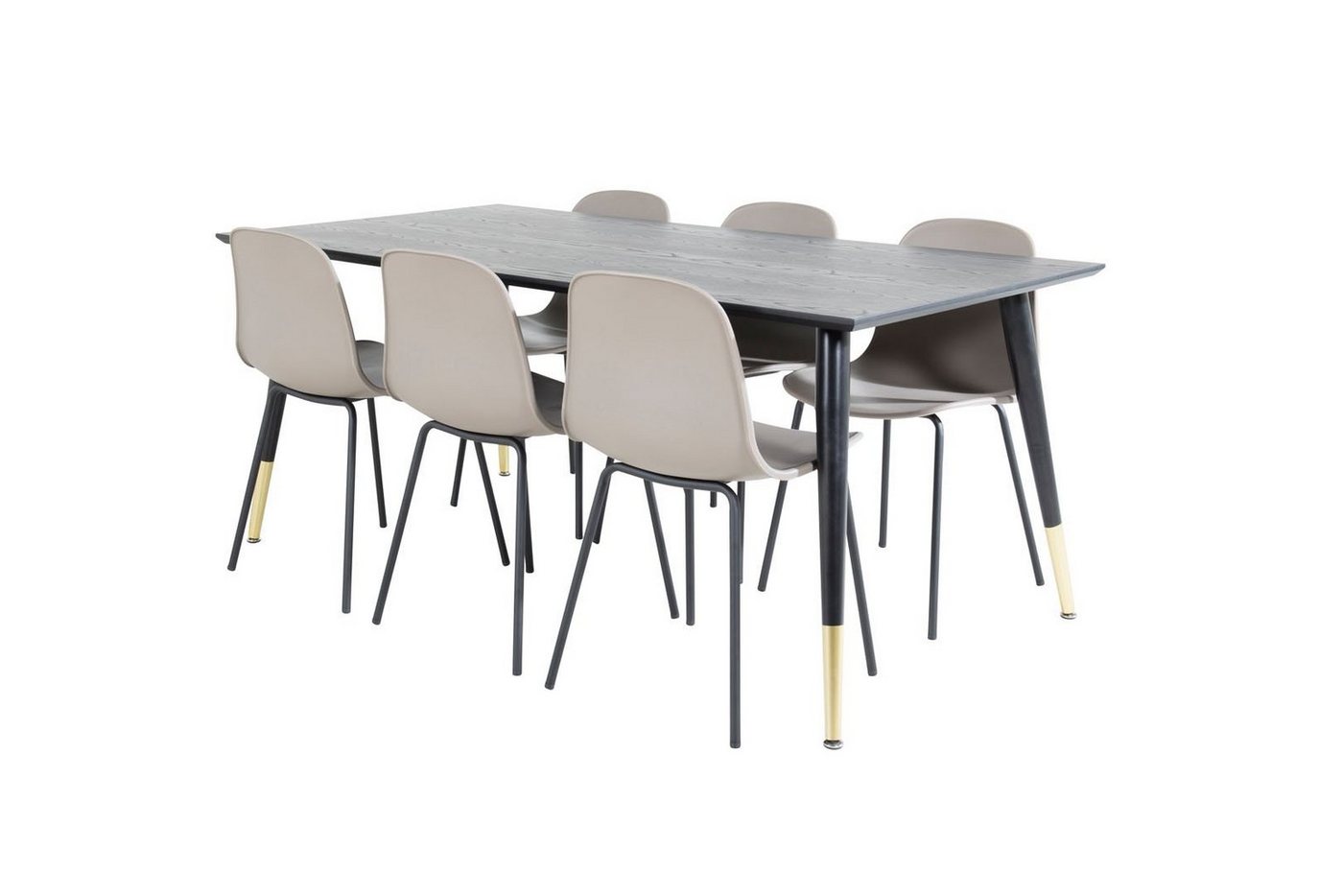 ebuy24 Essgruppe Dipp180x90BLBR Essgruppe Esstisch schwarz und 6 Ar, (7-tlg) von ebuy24