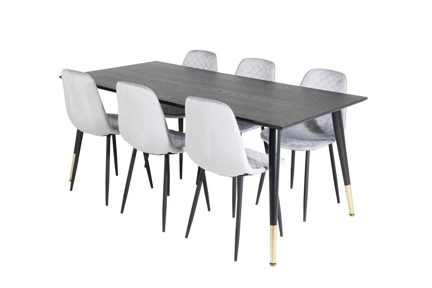 ebuy24 Essgruppe Dipp180x90BLBR Essgruppe Esstisch schwarz und 6 Po, (7-tlg) von ebuy24